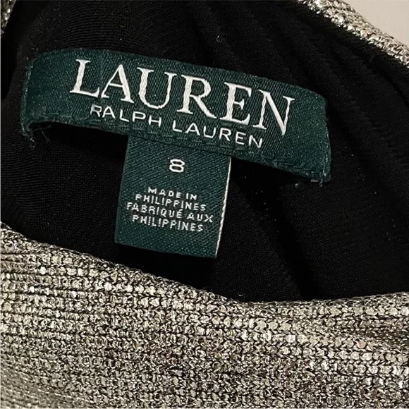 Ralph Lauren Women’s Gold Black One Shoulder Sleeveless Dress - Picture 4 of 4